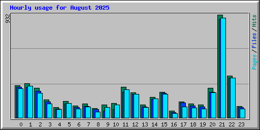 Hourly usage for August 2025